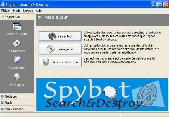 mise a jour spybot search and destroy